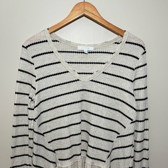 Anthropologie Long Sleeve Ruffled Striped Top - Picture 2 of 6